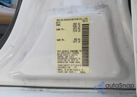 2015 Nissan Altima 3.5 Sl из США, поврежденный, VIN 1N4BL3AP2FC571645